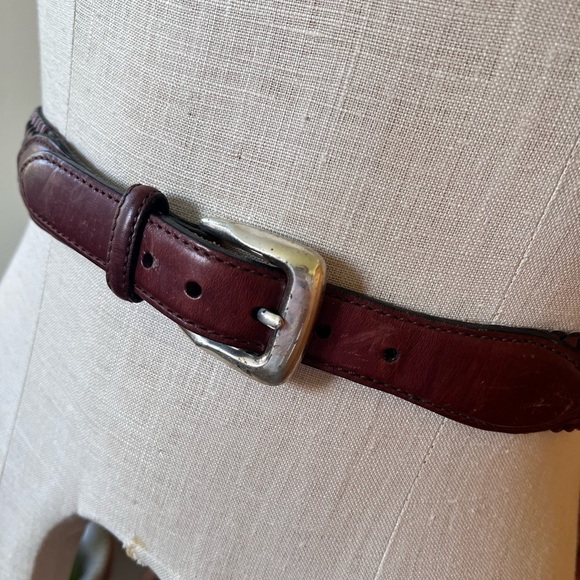 Brighton Vintage Leather Woven Brown Black Belt Silver Buckle Boho Classic Chic main image 5